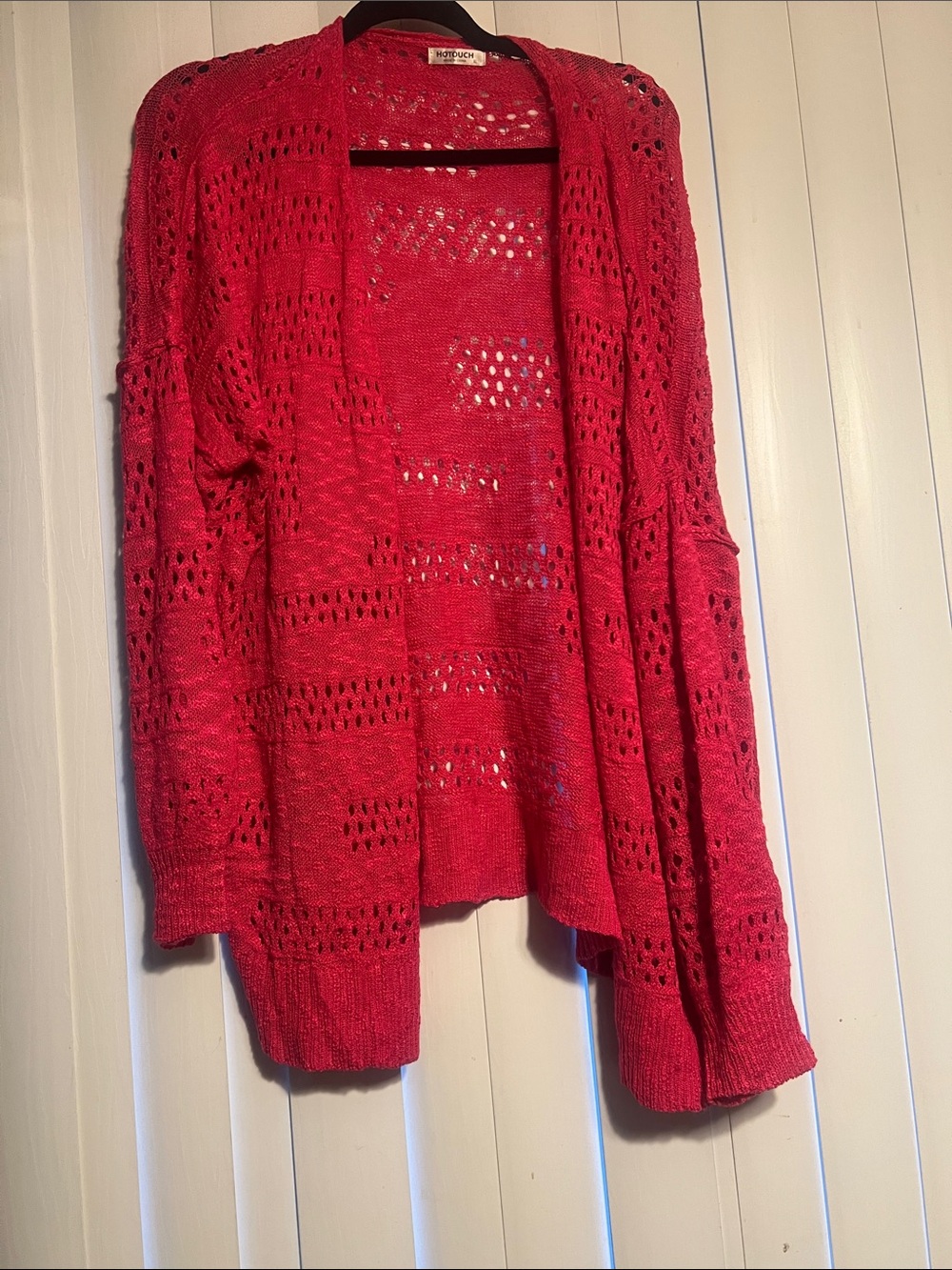 Open Front Hot Pink Knit Sweater Cardigan - Women